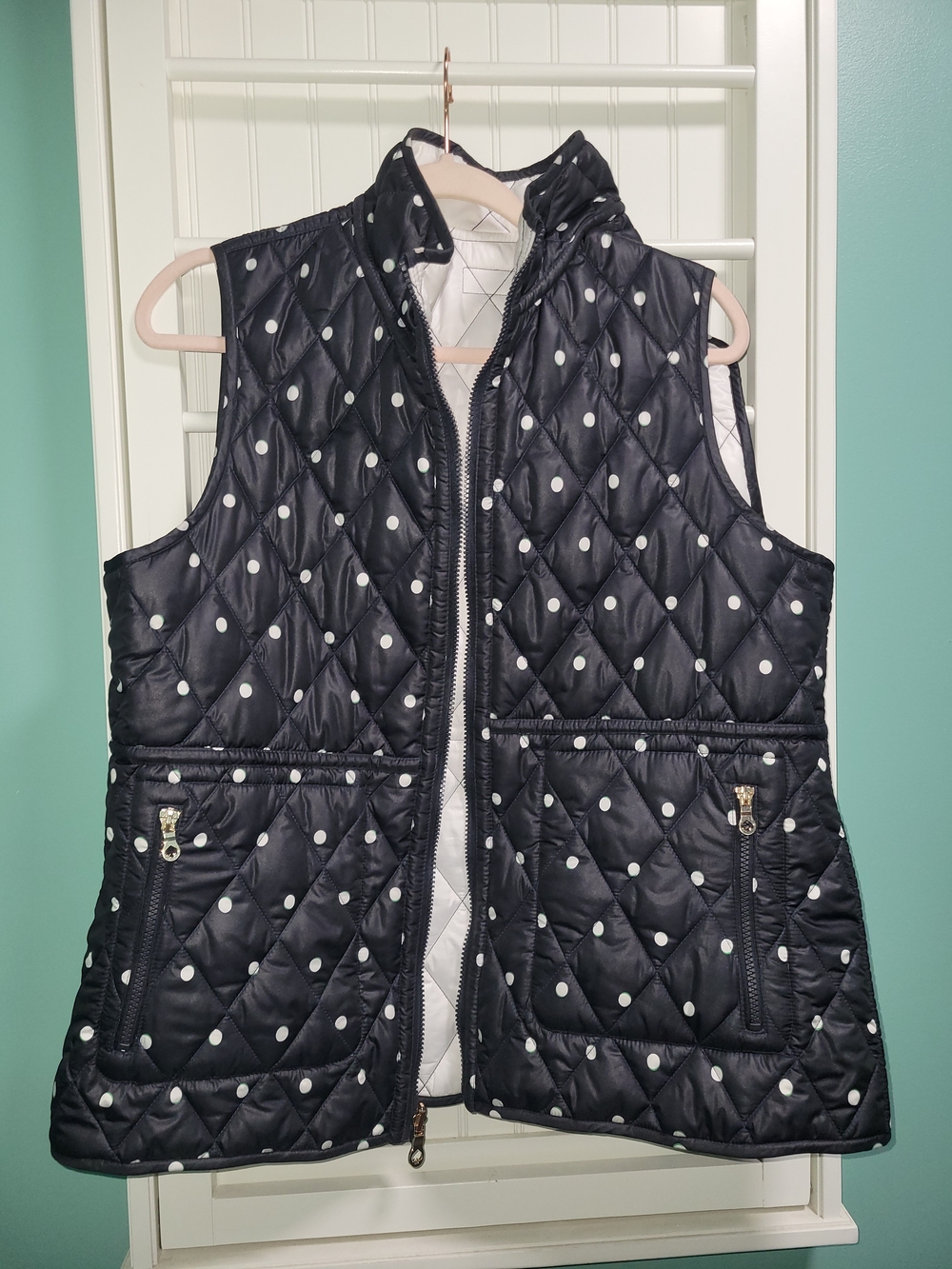 kate spade Black Quilted Polka Dot Sleeveless Vest Size XL
